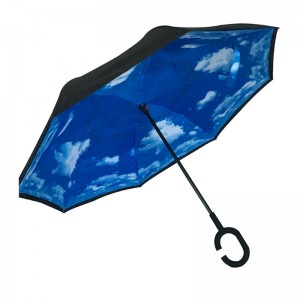 23 palců Dvojitá vrstva vzhůru nohama start sky design dekorativní obrácený rovný deštník