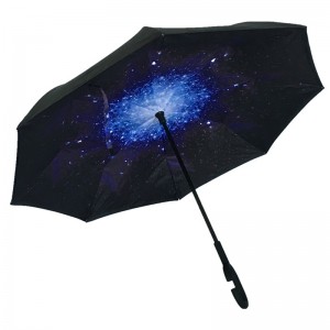 Marketingový deštník C úchyt na míru přizpůsobené dvojvrstvy rovný dešťový deštník
