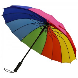 16 žeber auto otevřené propagace deštník rám duhové barvy kompaktní vlastní rovný deštník