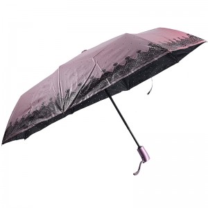 Barevný černý povlak UV ochranný deštník 3 skládací déšť a slunečník