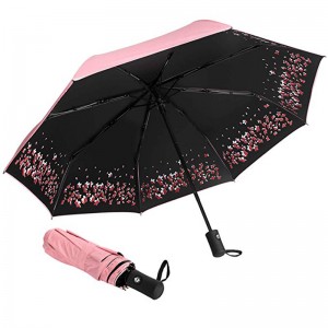 Květinový design deštník na zakázku s černým potahem UV ochrana 3 krát deštník