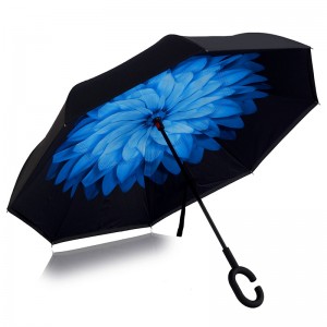 Sklolaminátový rám větruvzdorný Tisk květina populární deštník deštník přizpůsobený vzad