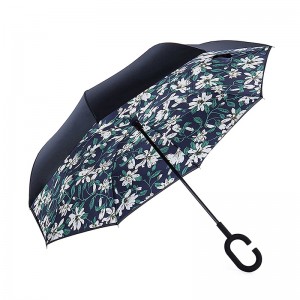 Déšť deštník větruodolný s květinovým potiskem vzadu deštníková síla