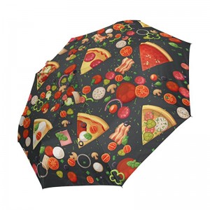 Pizza vtipný tisk Propagační dárky položka vlastní logo tisk 3krát auto otevřené a auto uzavřený deštník