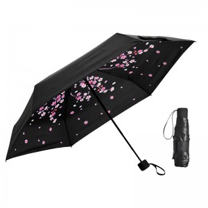 Oblíbená ochrana proti slunci, vnitřní květinový tisk, pětinásobný mini deštník