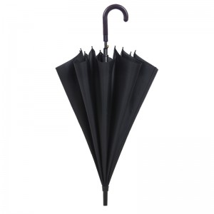 Klasický nejprodávanější černý pongee textilie kovový rám plastová křivka zvládnout rovný deštník
