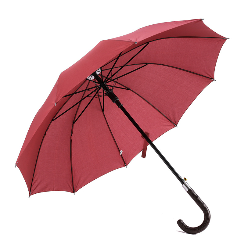 Venkovní vlastní logo 190T pongeee textilie kovový rám J tvar rukojeť auto otevřené pravidelné rovný deštník